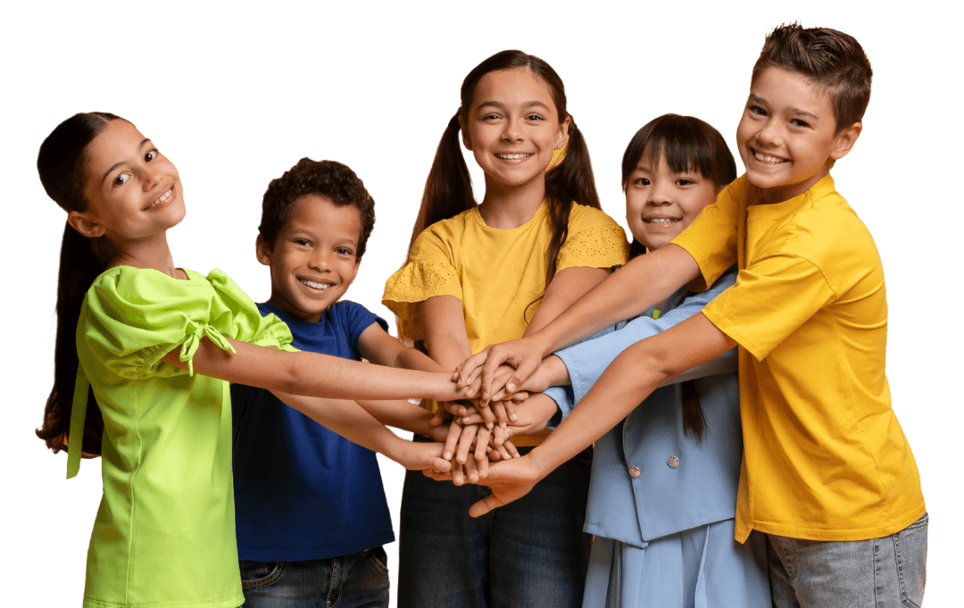 Children stacking hands